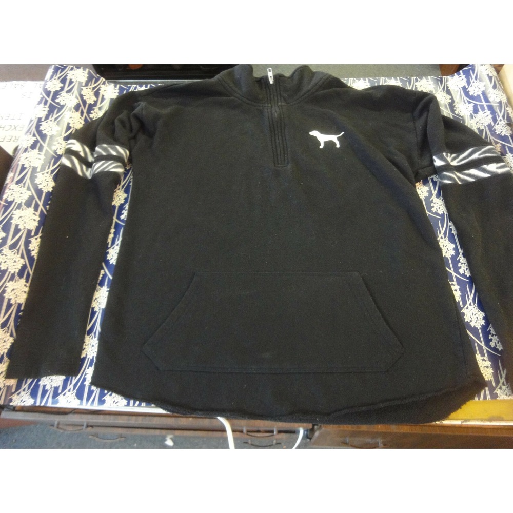 PINK victorias Secret S pullover black jacket zebra accent long sleeve